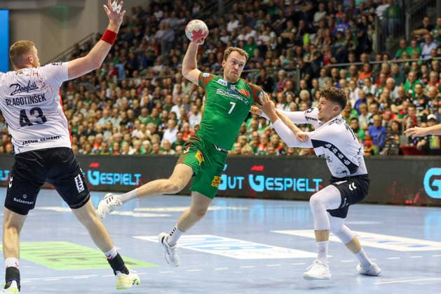 21.05.2026, xgox, Handball - Daikin HBL SC Magdeburg - SG Flensburg-Handewitt emspor, v.l. Felix Claar (Magdeburg, 7) wirft Tor, Torschuetze, erzielt Tor, Treffer, scores the goal Magdeburg