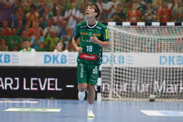 Deutschland: Handballbundesliga 2025 - 2026, 32. Spieltag - SC DHfK Leipzig gegen MT Melsungen, Quarterback Immobilien Arena (Leipzig): Staffan Peter (SC DHfK Leipzig, 18) Freisteller Copyright: xLucasxWalterx