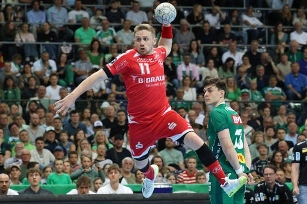 Deutschland: Handballbundesliga 2025 - 2026, 32. Spieltag - SC DHfK Leipzig gegen MT Melsungen, Quarterback Immobilien Arena (Leipzig): Dimitri Ignatow (MT Melsungen, 11) beim Wurf Copyright: xLucasxWalterx