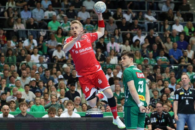 Deutschland: Handballbundesliga 2025 - 2026, 32. Spieltag - SC DHfK Leipzig gegen MT Melsungen, Quarterback Immobilien Arena (Leipzig): Dimitri Ignatow (MT Melsungen, 11) Copyright: xLucasxWalterx
