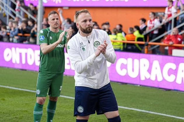 VOLENDAM , 21-05-2026 , Kras Stadium, season 2025 2026 , Play-offs for European football , Dutch Eredivisie Football . Match between Ajax and FC Groningen , picture shows FC Groningen goalkeeper Hidde Jurjus Ajax - Groningen (play off)  x203867642x Copyright: