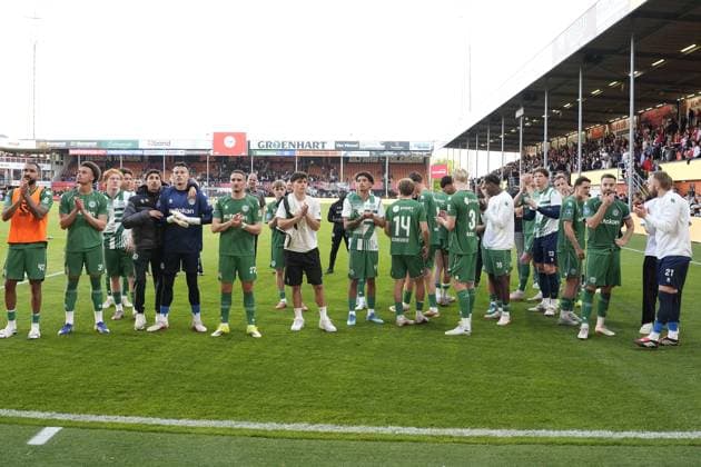 VOLENDAM , 21-05-2026 , Kras Stadium, season 2025 2026 , Play-offs for European football , Dutch Eredivisie Football . Match between Ajax and FC Groningen , picture shows players of FC Groningen Ajax - Groningen (play off)  x203867650x Copyright: