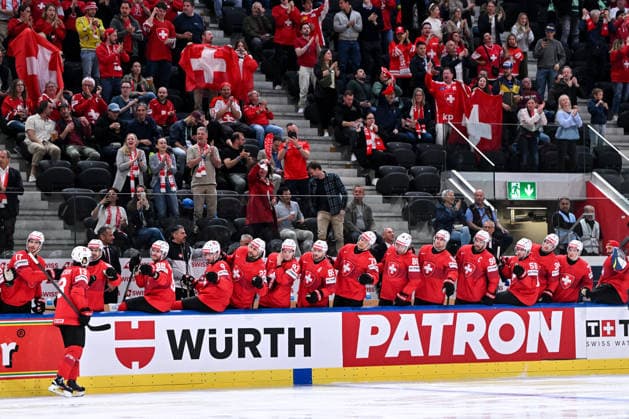 ZURICH, SWITZERLAND - MAY 21: Nico Hischier of Switzerland celebrates his goal during the 2026 IIHF Ice hockey, Eishockey World Championship, WM, Weltmeisterschaft Switzerland game between Switzerland and Great Britain at Swiss Life Arena on May 21, 2026 in Zurich, Zurich. Zurich Swiss Life Arena Zurich Switzerland Copyright: xJustPictures.ch AndreaxBrancax jp-en-EuSpIm-JP7_ANB_Sui_GB_21052026_0935