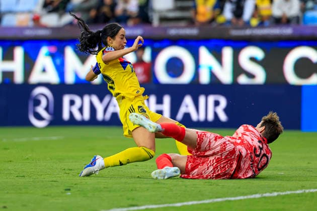 CONCACAF W CHAMPIONS CUP 2026 CONCACAF W CHAMPIONS CUP 2026 AMERICA VS GOTHAM FC 20052026 PACHUCA, HIDALGO. Action photo of Scarlett Camberos (L) of America and Ann Katrin Berger goalkeeper of Gotham FC, during semifinal game of the CONCACAF W Champions Cup 2026, held at the Estadio Hidalgo of Pachuca, Hidalgo. Foto de accion de Scarlett Camberos (I) de America y Ann Katrin Berger arquera de Gotham FC, durante juego semifinal de la CONCACAF W Champions Cup 2026, celebrado en el Estadio Hidalgo de Pachuca, Hidalgo. PHOTO BY IMAGENSHOP AGENCIA FOTOGRAFICA PACHUCA HIDALGO MEXICO Copyright: xJorgexReyesx