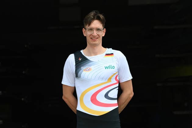 Jannik METZGER, Ruderer, Portraet, Portrait, Porträt, Einzelbild, angeschnittenes Einzelmotiv, Rudern, Praesentation Deutschland-Achter der Saison 2026, am 21.05.2026 in Dortmund Deutschland. Â