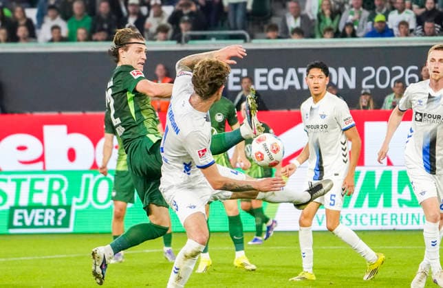 Deutschland: Relegation Bundesliga 2025 2026, Spiele Do, 21.05.2026 - VfL Wolfsburg vs SC Paderborn 07 - Volkswagen Arena (Wolfsburg): Joakim Maehle Joakim Maehle (VfL Wolfsburg, 21) Wolfsburg Copyright: xAymanxAlahmedx
