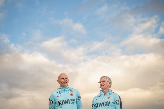 260521 Head coach Stale Solbakken and assistant coach Kent Bergersen of the Norwegian national football team during a presentation of the squad selection ahead of the FIFA World Cup, WM, Weltmeisterschaft, Fussball on May 21, 2026 in Grue. Photo: Vegard Grott BILDBYRAN kod VG VG0924 bbeng fotball fotboll football soccer norge norway press conference, PK, Pressekonferenz pressekonferanse fifa world cup fotball vm vm 2026 uttak kirkenaer Copyright: VEGARDxGRoTT BB260521VG015