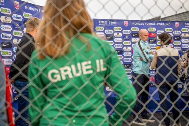 260521 Head coach Stale Solbakken of the Norwegian national football team during a presentation of the squad selection ahead of the FIFA World Cup, WM, Weltmeisterschaft, Fussball on May 21, 2026 in Grue. Photo: Vegard Grott BILDBYRAN kod VG VG0924 bbeng fotball fotboll football soccer norge norway press conference, PK, Pressekonferenz pressekonferanse fifa world cup fotball vm vm 2026 uttak kirkenaer Copyright: VEGARDxGRoTT BB260521VG018