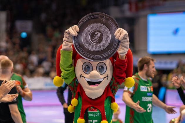 Deutschland: HBL DAIKIN Handball Bundesliga 2025 - 2026, 30. Spieltag - SC Magdeburg vs SG Flensburg Handewitt - GETEC Arena (Magdeburg): Deutscher Meister Meisterfeier Jubel Freude Emotionen nach dem Spiel Copyright: xTomxLauruschkatx
