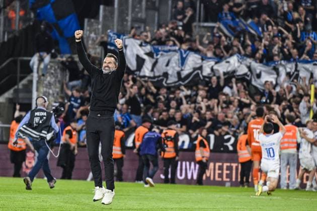 Club s head coach Ivan Leko celebrates after winning the title at a soccer match between KV Mechelen and Club Brugge KV, Thursday 21 May 2026 in Mechelen, on the ninth day of the Champion s Play-offs of the 2025-2026 Jupiler Pro League first division of the Belgian championship. TOM GOYVAERTS TomxGoyvaerts  x174676949x