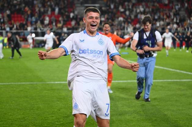 KV Mechelen v Club Brugge - Jupiler Pro League Champions Play-Off MECHELEN, BELGIUM - MAY 21 : Tresoldi Nicolo forward of Club Brugge celebrate winning the championchip during the Jupiler Pro League Champions Play-Off match between KV Mechelen and Club Brugge on May 21, 2026 in Mechelen, Belgium, 21 05 2026 Mechelen Belgium  Copyright: xVincentxKalutx