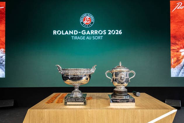RG 2026 - Drawing NB RG 2026 - Drawing NB Illustration of trophys attends the Drawing Ceremony prior to the 2026 French Open at Roland Garros on May 21, 2026 in Paris, France. Photo by Nasser Berzane ABACAPRESS.COM Paris France  Copyright: xBerzanexNasser ABACAx Paris France  Copyright: xIMAGO ABACAPRESSx