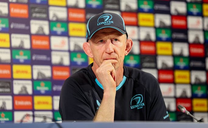 Leinster Rugby press conference, PK, Pressekonferenz San Mames Stadium, Bilbao, Spain 22 5 2026 Head Coach Leo Cullen Leo Cullen 22 5 2026  Copyright: x INPHO NickxElliottx AC012782