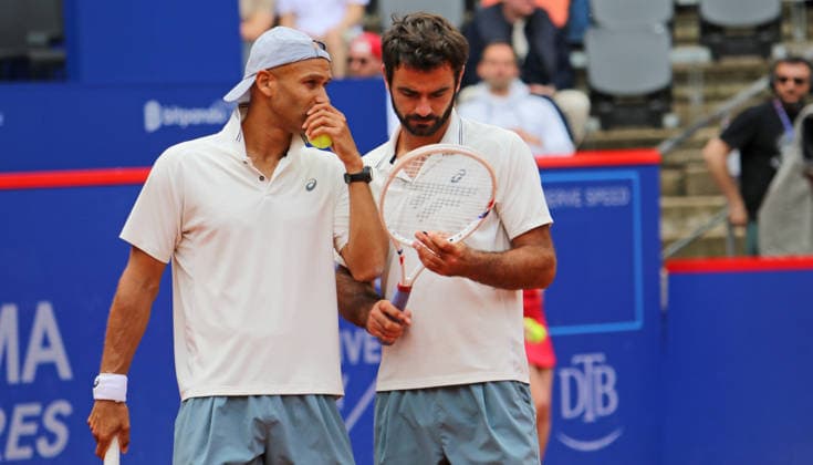 Bitpanda Hamburg Open, ATP, Tennis Herren 500, Halbfinale im Doppel: Sadio Doumbia (l.) und Fabien Reboul (r.) aus Frankreich.