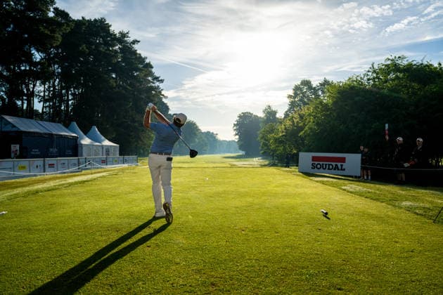 ANTWERP, BELGIUM - MAY 22: Eddie Pepperell of England plays a tee shot from the tee of 10th hole during the second round of the Soudal Open at Rinkven International Golf Club on May 22, 2026 in Antwerp, Belgium. Credit: Andy Astfalck NurPhoto Belgium Copyright: xAndyxAstfalckx
