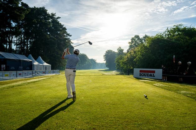 ANTWERP, BELGIUM - MAY 22: Eddie Pepperell of England plays a tee shot from the tee of 10th hole during the second round of the Soudal Open at Rinkven International Golf Club on May 22, 2026 in Antwerp, Belgium. Credit: Andy Astfalck NurPhoto Belgium Copyright: xAndyxAstfalckx