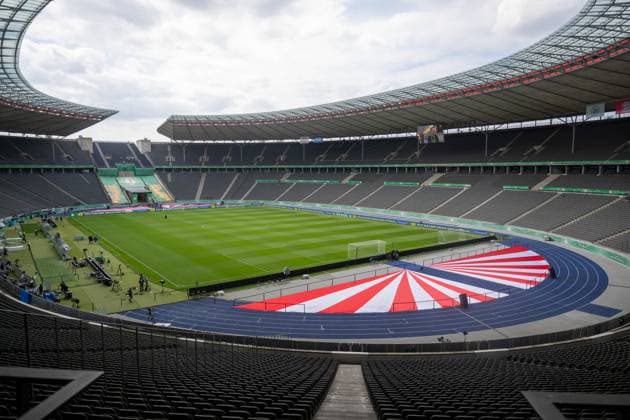 Fußball, Herren, Saison 2025 2026, 83. DFB-Pokal-Finale, FC Bayern München - VfB Stuttgart, Training am Vortag, im Bild: vorn die Bayern-Kurve in der Ostkurve, 22.05. 2026, Copyright: xMatthiasxKochx