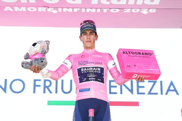 Portugal™s Afonso Oliveira Eulalio of Bahrain Victorious pink jersey during Stage 13 of the Giro d™Italia from Alessandria to Verbania Italy, Friday May 22, 2026  Copyright: xGianmattiaxD Albertoi LaPressex