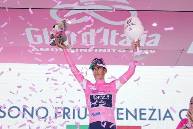 Portugal™s Afonso Oliveira Eulalio of Bahrain Victorious pink jersey during Stage 13 of the Giro d™Italia from Alessandria to Verbania Italy, Friday May 22, 2026  Copyright: xGianmattiaxD Albertoi LaPressex