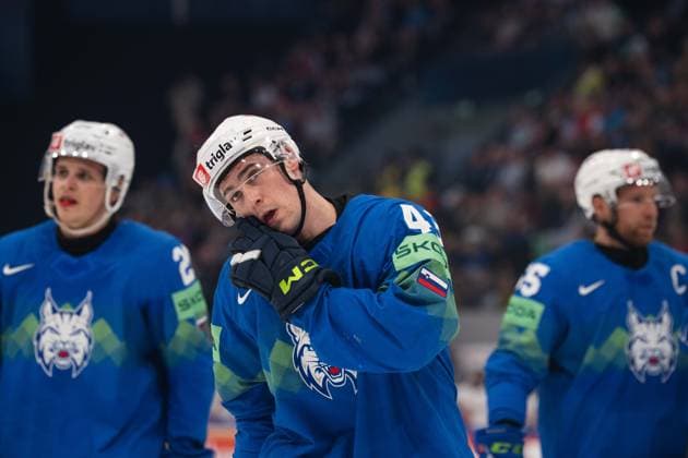 FRIBOURG, FRIBOURG - MAY 22: Matic Torok of Slovenia during the 2026 IIHF World Championship, WM, Weltmeisterschaft Preliminary Round Group B match between Canada and Slovenia at BCF Arena on May 22, 2026 in Fribourg, Fribourg, Switzerland.  Copyright: xLivioxBaeriswylx xSPPx Sportspressphoto_SPR151822