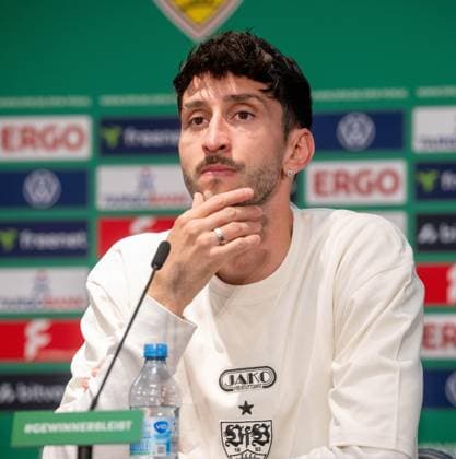 Fußball, Herren, Saison 2025 2026, Pressekonferenz zum 83. DFB-Pokal-Finale, FC Bayern München - VfB Stuttgart, Atakan Karazor (VfB Stuttgart), 22.05. 2026, Copyright: xMatthiasxKochx