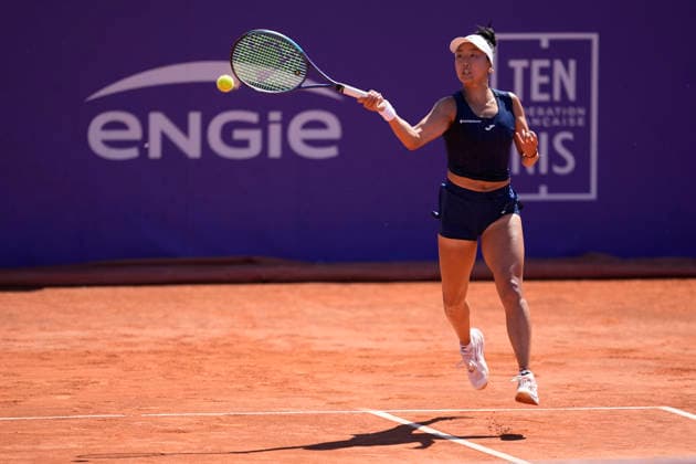 2026 WTA, Tennis Damen Strasbourg 500 - Semi Finals (Day 6) Ann Li in action during the semifinal at the 2026 WTA Internationaux de Strasbourg Women s tennis tournament at the Tennis Club de Strasbourg in Strasbourg, France, on May 22, 2026. Strasbourg France  Copyright: xOwenxHammondx originalFilename:hammond-2026wtai260522_np6Je.jpg
