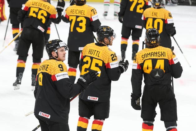 22.05.2026 Swiss Life Arena Zuerich , SCHWEIZ, Herren Eishockey IIHF World Championship, WM, Weltmeisterschaft Zurich 2026 Gruppe A GER - HUN Schlussjubel Leon Gawanke (GER)