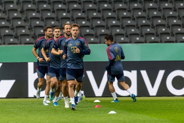 GER, DFB-Pokalfinale, Training und Pressekonferenz, FC Bayern München - VfB Stuttgart. 22.05.2026, Olympiastadion, Olympiastadion, GER, DFB-Pokalfinale, Training und Pressekonferenz, FC Bayern München - VfB Stuttgart. Joshua Kimmich (FC Bayern München 6) beim Training Â