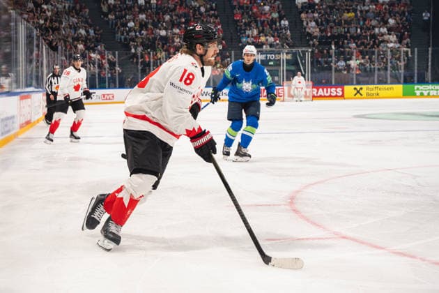 FRIBOURG, FRIBOURG - MAY 22: Robert Thomas of Canada during the 2026 IIHF World Championship, WM, Weltmeisterschaft Preliminary Round Group B match between Canada and Slovenia at BCF Arena on May 22, 2026 in Fribourg, Fribourg, Switzerland.  Copyright: xLivioxBaeriswylx xSPPx Sportspressphoto_SPR151904