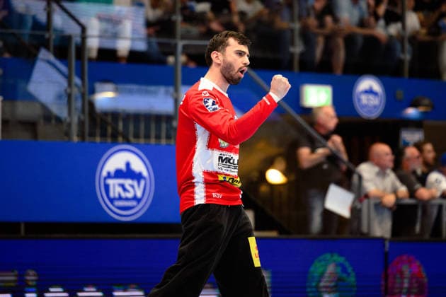 Matija Spikic (ThSV Eisenach, 01) Jubel zur Parade. GER, ThSV Eisenach gegen TBV Lemgo Lippe, 1. Daikin Handballbundesliga, Handball, 32.Spieltag, Saison 2025 2026, 22.05.2026 GER, ThSV Eisenach gegen TBV Lemgo Lippe, 1. Daikin Handballbundesliga, Handball, 32.Spieltag, Saison 2025 2026, 22.05.2026 Eisenach Copyright: xEibner-Pressefoto MartinxHerbstx EP_MHT