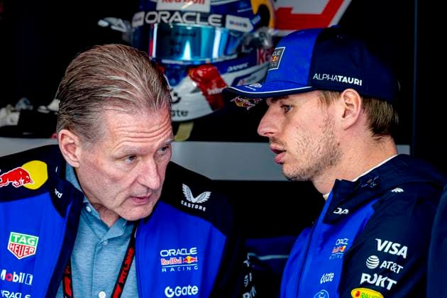 MONTREAL - Formula 1 driver Max Verstappen of Oracle Red Bull Racing with his father Jos Verstappen during the Formula 1 Canada Race at the Circuit Gilles Villeneuve on May 22, 2026 in Montreal, Canada. (Photo by DeFodi Images) -