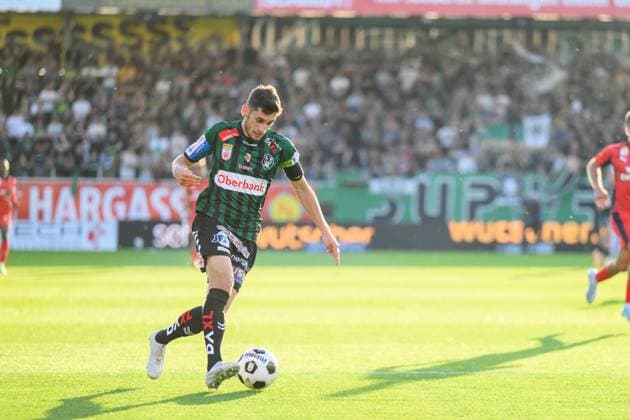 SOCCER - BL, Ried vs Rapid RIED,AUSTRIA,22.MAY.26 - SOCCER - ADMIRAL Bundesliga, Europacup play off, SV Ried vs SK Rapid Wien. Image shows Ante Bajic (Ried).  GEPAxpictures xDanielaxMoser