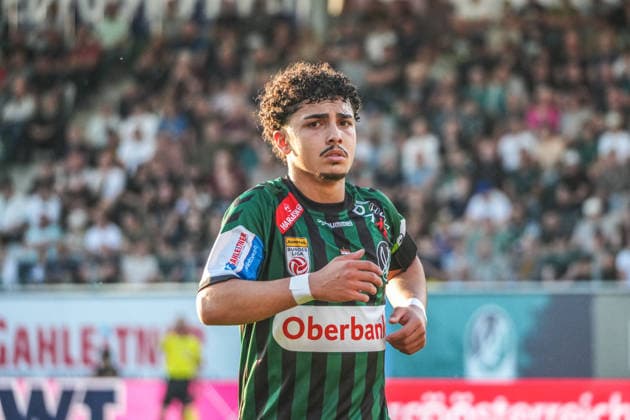 Fussball Österreich, Admiral Bundesliga Europacup-Playoff Finale ECL 2025 2026, SV Oberbank Ried vs. SK Rapid Wien (SKR) - BWT x Oberösterreichische Arena (Ried): Jussef Nasrawe (SV Oberbank Ried) Copyright: xLukasxBierederx