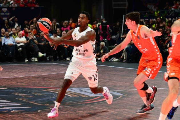 Valencia Basket v Real Madrid Euroleague Final Four Theo Maledon of Real Madrid during the Euroleague match, Final Four Semifinal between Valencia Basket v Real Madrid played at ATHENS Telekom Center Athens Stadium on May 22nd 2026 in Athens Greece Athens Greece Basketball Copyright: xAgenciaxLOFx