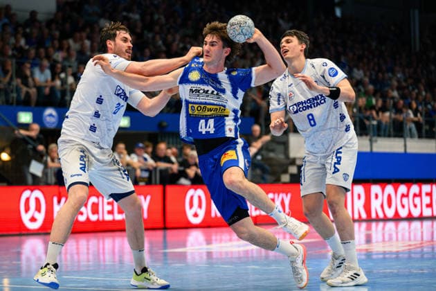 Stephan Seitz (ThSV Eisenach, 44), Hendrik Wagner (TBV Lemgo Lippe, 28), Frederik Simak (TBV Lemgo Lippe, 08) GER, ThSV Eisenach gegen TBV Lemgo Lippe, 1. Daikin Handballbundesliga, Handball, 32.Spieltag, Saison 2025 2026, 22.05.2026 GER, ThSV Eisenach gegen TBV Lemgo Lippe, 1. Daikin Handballbundesliga, Handball, 32.Spieltag, Saison 2025 2026, 22.05.2026 Eisenach Copyright: xEibner-Pressefoto MartinxHerbstx EP_MHT