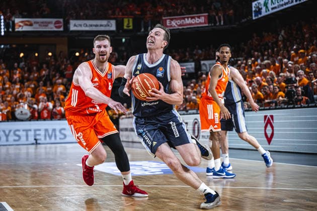 1. Basketball Bundesliga, easyCredit BBL, Saison 2025 2026, Herren, Playoffs, Viertelfinale, Spiel 3, 22.05.2026, RASTA Vechta - ALBA Berlin Justin Bean ( 34 - ALBA BERLIN) in Aktion Vechta RASTA Dome Niedersachsen Deutschland