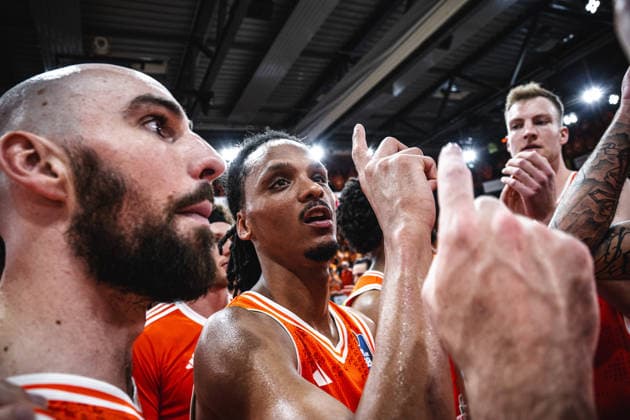 1. Basketball Bundesliga, easyCredit BBL, Saison 2025 2026, Herren, Playoffs, Viertelfinale, Spiel 3, 22.05.2026, RASTA Vechta - ALBA Berlin Alonzo Verge ( 11 - RASTA Vechta) nach der Partie Vechta RASTA Dome Niedersachsen Deutschland