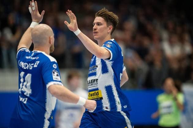 DAIKIN HBL HANDBALL HERREN 1. BL 32. SPIELTAG THSV EISENACH - TBV LEMGO LIPPE ** NUR FÜR REDAKTIONELLE ZWECKE ** EDITORIAL USE ONLY **<p>22 05 2026-Eisenach: DAIKIN HBL Handball 1. Bundesliga Herren Saison 2025 - 2026 32. Spieltag Werner Assmann Halle ThSV Eisenach - TBV Lemgo Lippe im Foto: Oskar Joelsson 3 (ThSV Eisenach) und Peter Walz 14 (ThSV Eisenach) ( Deutschland Thüringen Eisenach Copyright: SaschaxFromm