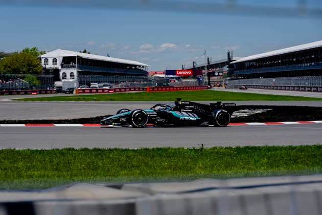 MONTREAL - Formula 1 driver George Russell of Mercedes AMG-Petronas Formula One Team during the Formula 1 Canada Race at the Circuit Gilles Villeneuve on May 22, 2026 in Montreal, Canada. (Photo by DeFodi Images) -
