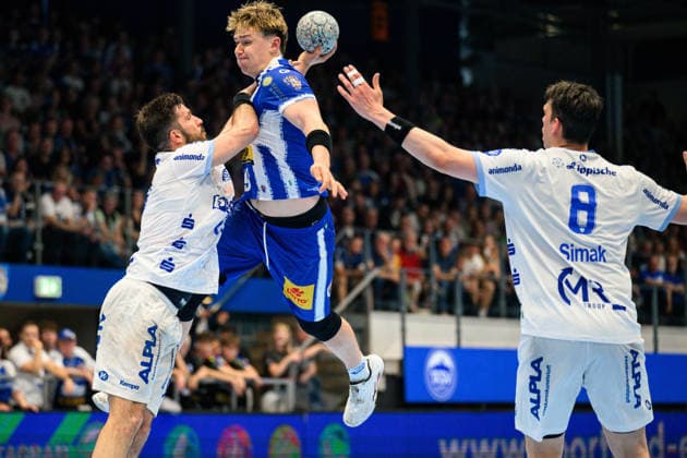 Tillman Leu (ThSV Eisenach, 99), Tim Suton (TBV Lemgo Lippe, 23), Frederik Simak (TBV Lemgo Lippe, 08) GER, ThSV Eisenach gegen TBV Lemgo Lippe, 1. Daikin Handballbundesliga, Handball, 32.Spieltag, Saison 2025 2026, 22.05.2026 GER, ThSV Eisenach gegen TBV Lemgo Lippe, 1. Daikin Handballbundesliga, Handball, 32.Spieltag, Saison 2025 2026, 22.05.2026 Eisenach Copyright: xEibner-Pressefoto MartinxHerbstx EP_MHT