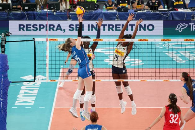 IPA84979415 - AIA AeQuilibrium Cup Women Elite, Day 1, 22-05-2026, Italy - Serbia, in the photo: attack Aleksandra Uzelac, defense Binto Diop and Linda Nkiuruka Nwakolor  Copyright: xGabrielexSiri IPAxSportx xx 84979415