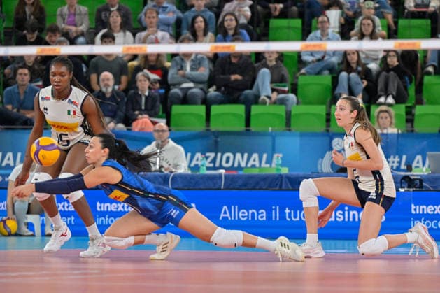 IPA84980320 - Merit Chinenyenwa Adigwe (Italy) - Eleonora Fersino (Italy) - Stella Nervini (Italy) during AIA Aequilibrium Cup Women Elite - Italy vs Serbia, Volleyball Test Match in Genoa, Italy, May 22 2026  Copyright: xDaniloxVigo IPAxSportx xx 84980320