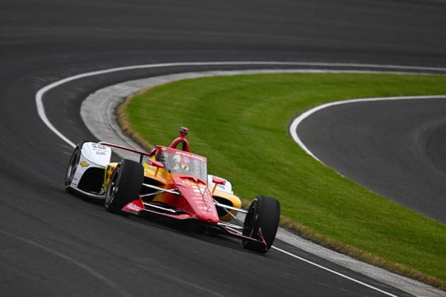 INDIANAPOLIS, IN - MAY 24: Josef Newgarden (2) Team Penske Chevrolet drives through turn three during practice on NTT IndyCar, Indy Car, IRL, USA Series Miller Lite Carb Day on May 22, 2026, at the Indianapolis Motor Speedway in Indianapolis, Indiana. (Photo by Michael Allio Icon Sportswire) AUTO: MAY 22 NTT IndyCar Series Miller Lite Carb Day EDITORIAL USE ONLY Icon116260522008