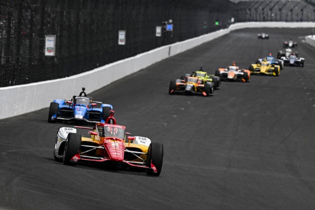 INDIANAPOLIS, IN - MAY 24: Josef Newgarden (2) Team Penske Chevrolet drives into turn one during practice on NTT IndyCar, Indy Car, IRL, USA Series Miller Lite Carb Day on May 22, 2026, at the Indianapolis Motor Speedway in Indianapolis, Indiana. (Photo by Michael Allio Icon Sportswire) AUTO: MAY 22 NTT IndyCar Series Miller Lite Carb Day EDITORIAL USE ONLY Icon116260522031