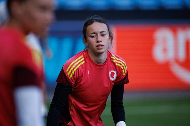 Lou Marchal seen during the OL Lyonnes Official Training Session before UEFA Womens Champions League 2026 final (Maciej Rogowski Ball Raw Images) Oslo Ullevaal Stadion Norway Copyright: xMaciejxRogowskix maciejrogowski_22_05_2026_lyoness-45