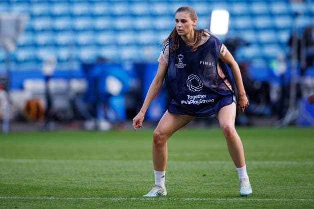 Jule Brand seen during the OL Lyonnes Official Training Session before UEFA Womens Champions League 2026 final (Maciej Rogowski Ball Raw Images) Oslo Ullevaal Stadion Norway Copyright: xMaciejxRogowskix maciejrogowski_22_05_2026_lyoness-69