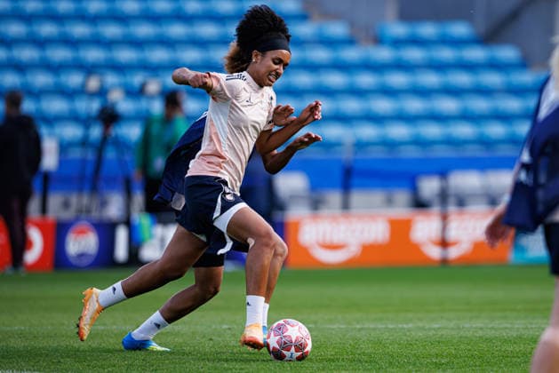 Lily Yohannes and Ashley Lawrence seen during the OL Lyonnes Official Training Session before UEFA Womens Champions League 2026 final (Maciej Rogowski Ball Raw Images) Oslo Ullevaal Stadion Norway Copyright: xMaciejxRogowskix maciejrogowski_22_05_2026_lyoness-73