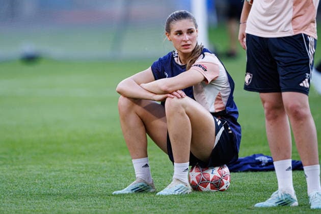 Jule Brand seen during the OL Lyonnes Official Training Session before UEFA Womens Champions League 2026 final (Maciej Rogowski Ball Raw Images) Oslo Ullevaal Stadion Norway Copyright: xMaciejxRogowskix maciejrogowski_22_05_2026_lyoness-85