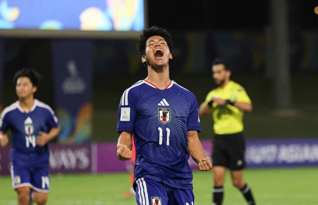 (260523) -- JEDDAH, May 23, 2026 -- Kakeru Saito of Japan celebrates a goal during the final between China and Japan at the 2026 AFC U17, U 17 Asian Cup in Jeddah, Saudi Arabia, May 22, 2026. ) (SP)SAUDI ARABIA-JEDDAH-FOOTBALL-AFC U17 ASIAN CUP 2026-CHINA VS JAPAN WangxHaizhou 