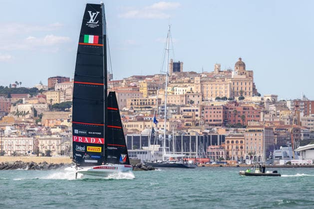 Louis Vuitton 38th America s Cup Preliminary Regatta Sardinia Luna Rossa 1 Women and Youth compete during the first day of the Louis Vuitton 38th America s Cup Preliminary Regatta Sardinia in Cagliari, Italy, on May 22, 2026. The preliminary regatta in Sardinia, part of the 38th America s Cup and sponsored by Louis Vuitton, provides teams with the first opportunity to test their skills as they prepare for the event in Naples in 2027. The races take place in the Gulf of Cagliari, featuring fully equalized AC40 one-design yachts capable of reaching speeds exceeding 40 knots. cagliari - Italy  Copyright: xMauroxUjettox originalFilename:ujetto-louisvui260522_npoEV.jpg